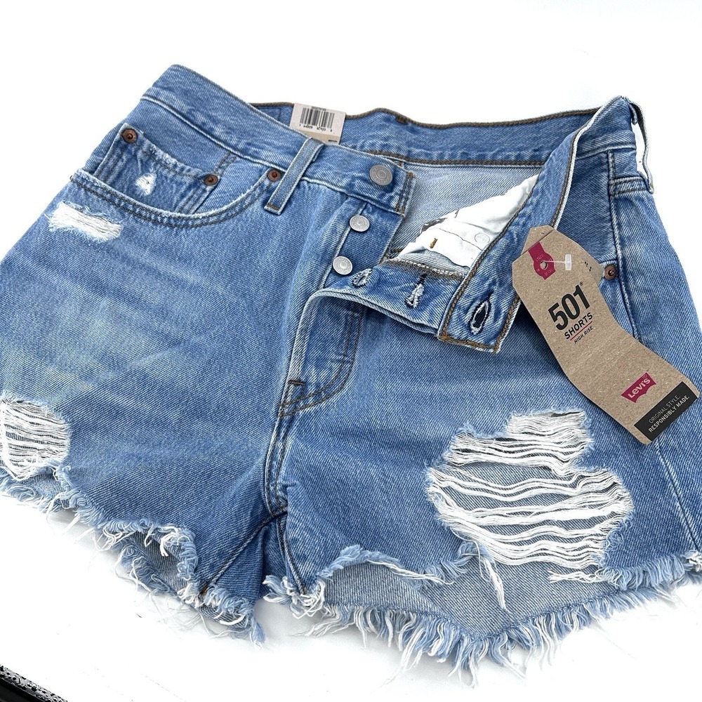 Levis 501 Cut Off Shorts W27 Distressed High Rise Festival Grunge Y2K Denim
